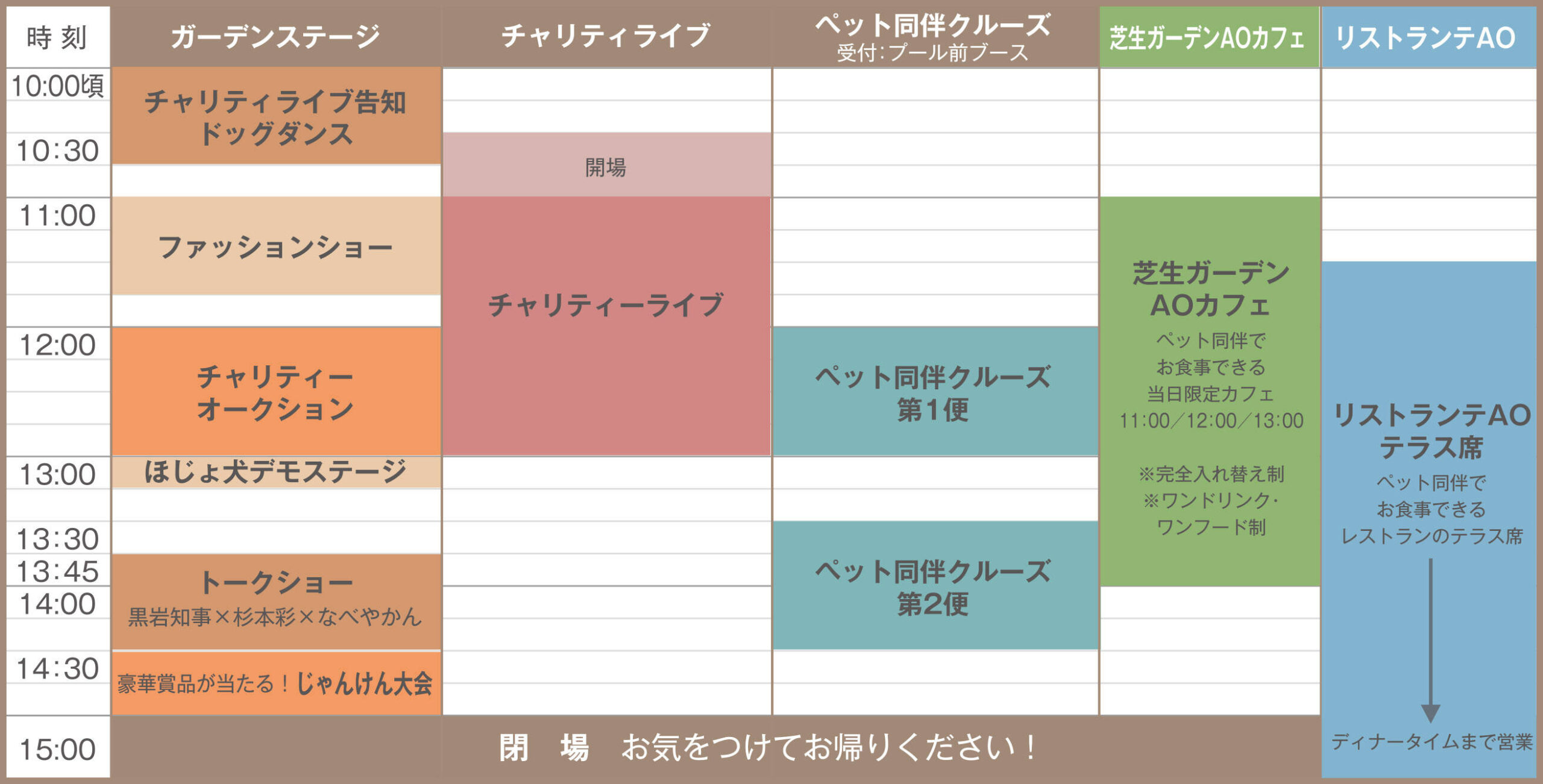 図：ステージイベントスケジュール