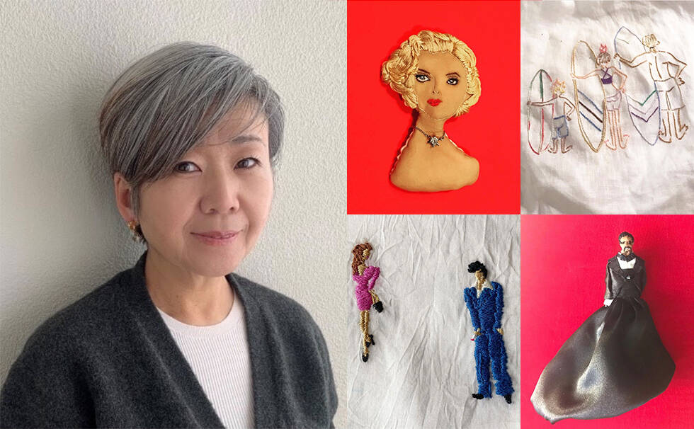 写真:手作り刺繍ブローチ