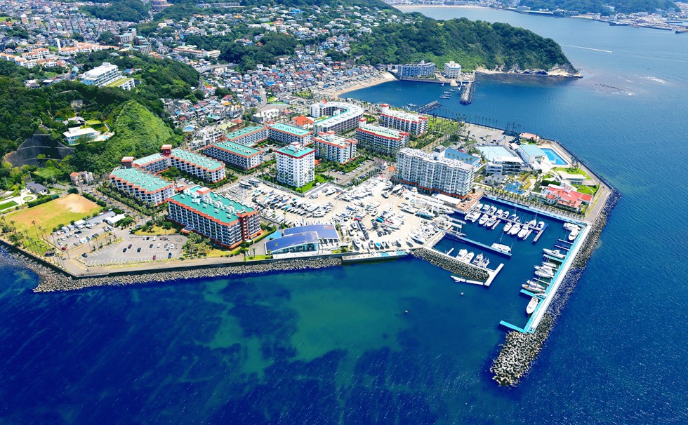 逗子マリーナを上空から