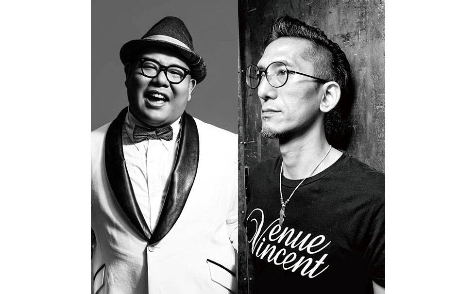 写真:中沢ノブヨシ(g.vo)・西岡ヒデロー(per)