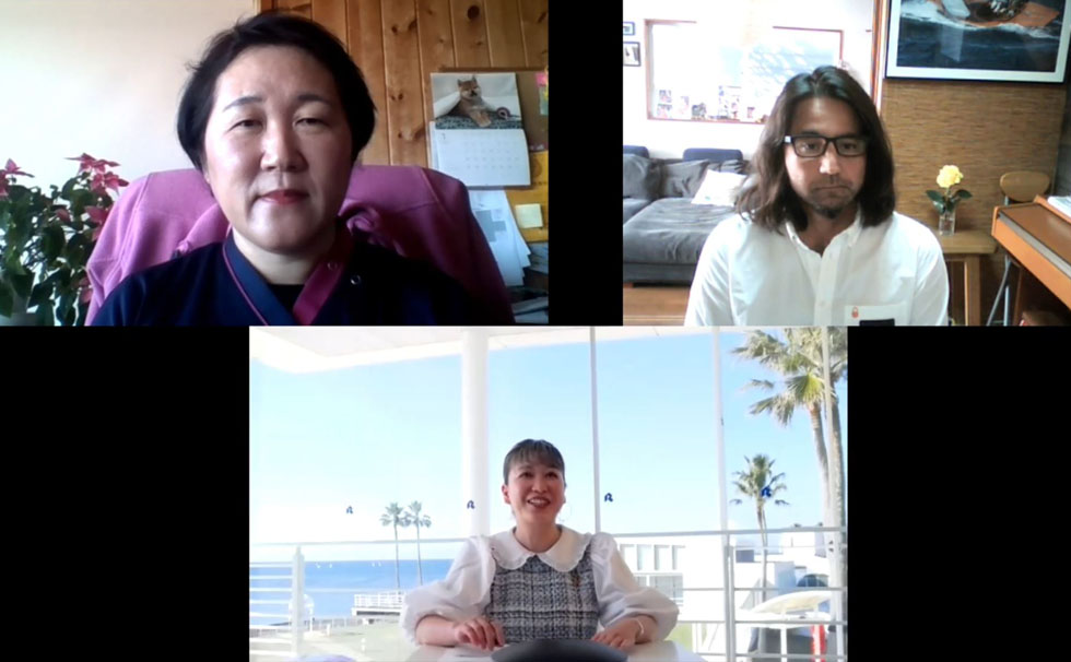 写真：左上）葉山ハートセンター 院長 田中江里氏　 右上）プロセーラー 伊藝徳雄氏　下）司会 MITSUMI氏